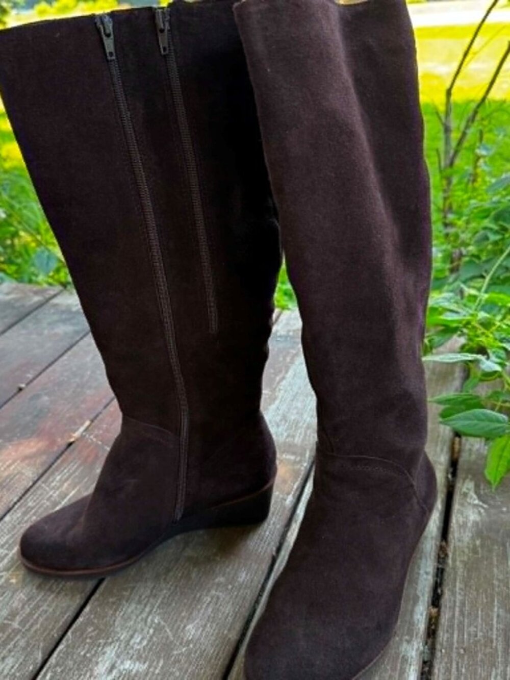 Chocolate Brown Suede Aerosole Wedge Boot 6.5 - Picture 2 of 4